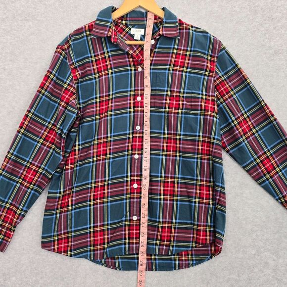 J.Crew Womens S Warm Spruce Multicolor Plaid Cotton Long Sleeve Flannel Shirt - Picture 7 of 8